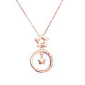 wholesale S925 Sterling Silver Women's Star and Circle Pendant Necklace with Zirconia, Sweet Diamond-Accented Simple Ins Style Jewelry-0-4