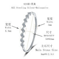 S925 Silver Moissanite Bracelet with 950 Platinum Plated Wave Design and Push Clasp-2.4ct zircon (50*62mm)