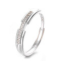 wholesale S925 Sterling Silver Light Luxury Style Creative Zircon Inlaid Ring, Ins Korean Version Elegant Adjustable Index Finger Ring for Women-0-3