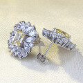 wholesale S925 Silver Fashionable 6*8 Yellow Diamond Emerald Cut Earrings for Women, European and American Cross-Border Style-0-2
