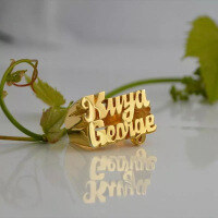 wholesale Metal 3D Double Name Handcrafted Design Women's/Men's Rings Christmas Gift Jewelry Wholesale-Rose Gold No. 7