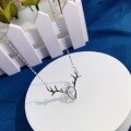 wholesale S925 Sterling Silver Maker's "Deer in Motion" Necklace, Fashion-Forward Minimalist Unique Niche Design Trendy Collarbone Chain-0-2