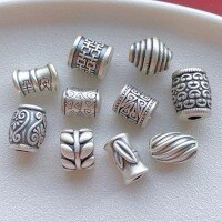 wholesale 999 Silver Jewelry Components: Bamboo Joints, Double Happiness Character, Twisted Beads, Luck-Bringing Beads, Road-Road-Through Beads for DIY Bracelet Stringing and Accessories-3# one