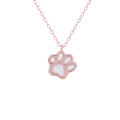 wholesale Pure Silver Niche Design Ethereal Cute Cat Paw Necklace Ins Style Collarbone Chain White Shell Pendant Direct from Manufacturer-0-4