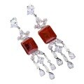 wholesale Metal material first, Mu Jing Jewelry new independent design luxury vintage style red gemstone earrings 12*14 high-end earrings for women-0-4