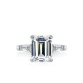 S925 Silver Moissanite Ring, Women's Luxury-Set Fancy Emerald-Cut Rectangle 4 Carat-0-0