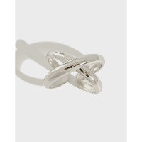 wholesale S925 Sterling Silver JT281 Korean Version INS Minimalist Cross X Letter Ring for Women, Student Silver Jewelry-Platinum [No. 14/Adjustable] Opening adjustable