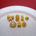 wholesale Gold-plated 925 ancient silver fittings with white rhinestone bow, clover, pumpkin spacer, and meteorite barrel beads for DIY accessories-0-0