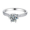 wholesale 925 Sterling Silver Six-Prong Snowflake Ring for Women, European and American Minimalist Fashion D-Grade Moissanite Simulated Diamond Engagement Ring Rings-0-0