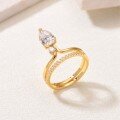 wholesale Gold-plated S925 Silver Waterdrop Moissanite Stackable Ring Set, Full Pavé Design, Fashionable Women's Style, Light Luxury, Bestseller-0-1