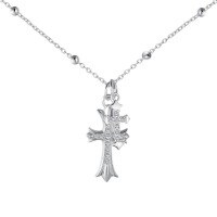 wholesale S925 Sterling Silver Korean Style INS Cross Design Pearl Opal Stone Choker Necklace for Women-DY190538-SW-WH 925 silver