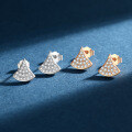 18K Rose Gold Plated S925 Sterling Silver Exquisite Full-Diamond Fan-Shaped Skirt Earrings for Women-0-0