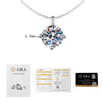 S925 Silver Moissanite Detachable Choker Necklace Wholesale-1-carat round moissanite  925 silver + 40cm necklace