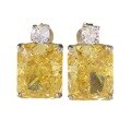 wholesale S925 silver new luxury inlaid high-carbon diamond simulated yellow diamond earrings for women, fashionable and elegant-0-4