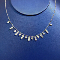 wholesale 925 Silver Necklace for Women, Tassel High-Carbon Diamond Choker, Light Luxury Fashion Personalized Design Collarbone Chain-N216 White Gold 925 Silver