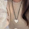 wholesale S925 Sterling Silver Korean Style Hammered Irregular Heart Necklace for Women, Ins-inspired Design Pendant Choker-0-1