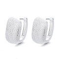 wholesale S925 Silver Fashion Versatile Minimalist Brushed Satin Texture Square DesignIns Earrings Ear Clips-0-4