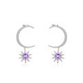 wholesale S925 Silver French Romantic and Light Luxury Designer Earrings Set with Natural Amethyst Gemstone Ear Studs and Drops-0-0