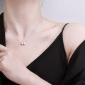S925 Silver Double Heart Moissanite Necklace, Women's Fashion Wholesale-0-2