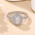 wholesale K Gold Plated 925 Silver 1-Carat Oval Fancy Cut Moissanite Ring for Women with Luxurious Pavé Setting-0-1