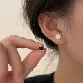 wholesale S925 Sterling Silver Small Cat Ear Studs for Women, Fresh and Cute Sweet Best Friend Student Earrings Ear Piercings for Healing Ear Holes-0-2
