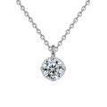 S925 Sterling Silver Moissanite Four-Prong Bead Pendant Necklace-0-3