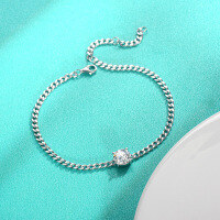 wholesale S925 Sterling Silver New Style Moissanite Simple and Versatile High-end Bracelet Birthday Gift for Girlfriend-1 carat (6.5mm zircon) bracelet  925 silver