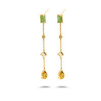 wholesale Silver jewelry set with olive citrine and white topaz earrings and bracelet in Japanese Mori-style fresh and elegant design-Olive Citrine White Crystal White Topaz Bracelet>925 Silver