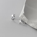 wholesale S925 Sterling Silver Four-Pointed Star Ear Clips for Women, Minimalist Niche Smooth Studless Four-Pointed Star Earrings M00519-0-1