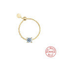 wholesale S925 Sterling Silver Adjustable Open Ring with Simulated Zirconia, Ins Chain Design for Women-0-5