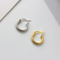 wholesale S925 Sterling Silver Women's Earrings With Circle, Thread, And Twist Design, Retro Style-0-7
