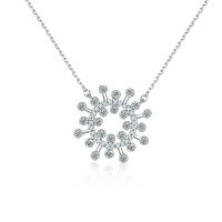 wholesale S925 sterling silver new sunflower necklace for women, small and unique design,, versatile-Platinum>925 silver