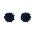wholesale S925 Sterling Silver Minimalist Black Round Stud Earrings, Korean Style Compact and Versatile Trendy Unisex Ear Accessories-0-4