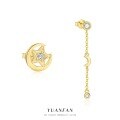 wholesale S925 Sterling Silver Star and Moon Fashion Earrings for Women, Elegant European-style Diamond-accented Versatile Luxury Trendy Earrings-0-1