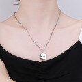 wholesale S925 Sterling Silver Retro Vintage Street Sport Style Hook Pattern Round Pendant with Side Chain Necklace-0-2