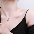 Sterling Silver Small Skirt Necklace with Blue and Purple Moissanite Fan Pendant-0-2