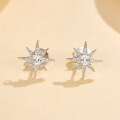 wholesale 925 Sterling Silver Octagram Zircon Ear Studs Fashion Light Luxury Sweet Niche Design High-End INS Style Earrings-0-3