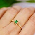 wholesale S925 Sterling Silver Red Elk Ring for Women, Japanese-style Light Luxury, Niche Design, Exquisitely Micro-set with Glass Emerald-0-3