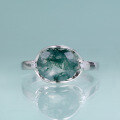 wholesale S925 Sterling Silver 25 Carat Small-Design Natural Moss Agate Ring with Green Moss Gemstone for Export-0-0