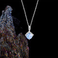 S925 Silver 1-Carat Moissanite Necklace with Plum Blossom Cut-0-1