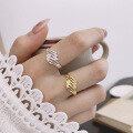 wholesale S925 Sterling Silver Hollow-Out Feather Laser Ring Adjustable Luxury Index Finger Ring, Xiaohongshu Viral Hit-0-1