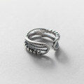 wholesale S925 Sterling Silver Aged Design Cross Line Ring with Multi-Layer Bead-0-2