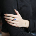 wholesale S925 Metal Retro Palace Style Gold Hair Crystal + Lapis Lazuli Ring Jewelry Source Manufacturer Wholesale-0-3