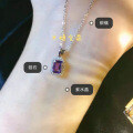 925 Silver 2021 New Amethyst Pendant Necklace Women's Minimalist Design-0-4