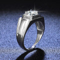 925 Sterling Silver 1ct Moissanite Classic Six-Prong Men's Ring Live Stream Hit-0-1