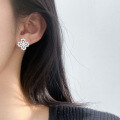 wholesale S925 Sterling Silver Fresh and Sweet Ins Style Designed Diamond Four-Leaf Flower Stud Earrings M06674-0-0