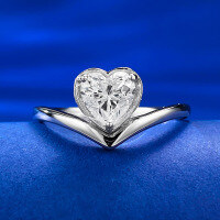 wholesale S925 Silver New Style Simulated Diamond Cut 6*6 Heart-Shaped Ring for Women, Minimalist and Elegant Diamond Ring, Drop Shipping-R832 Heart-Shaped White Diamond Ring  Size 6