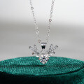S925 Sterling Silver 50-Point Moissanite Deer Antler Pendant Necklace-0-0