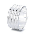 wholesale S925 Sterling Silver European and American Cross-Border Minimalist Style Wide-Band Sandblasted Triple-Layer Stackable Geometric Open Ring-0-4