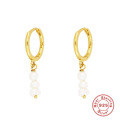 wholesale S925 Sterling Silver Pearl Hoop Ear Clasp for Women, Elegant and Chic TikTok Viral Earrings-0-5